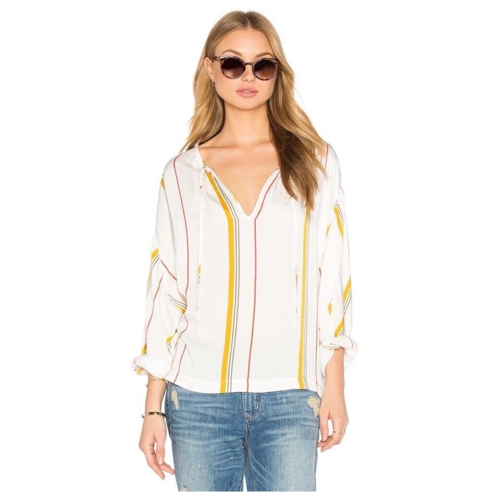 Frame Denim • Le Raglan Saffron Summer Stripe Top - Picture 10 of 10